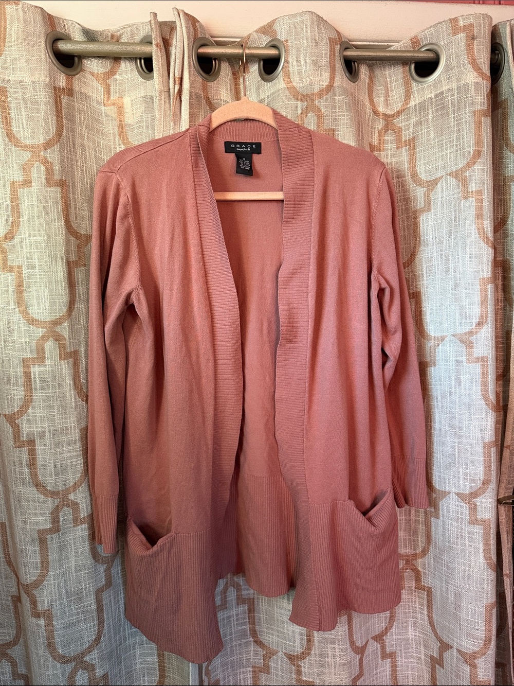 Grace Open-Front Cardigan Sweater in Dusty Mauve